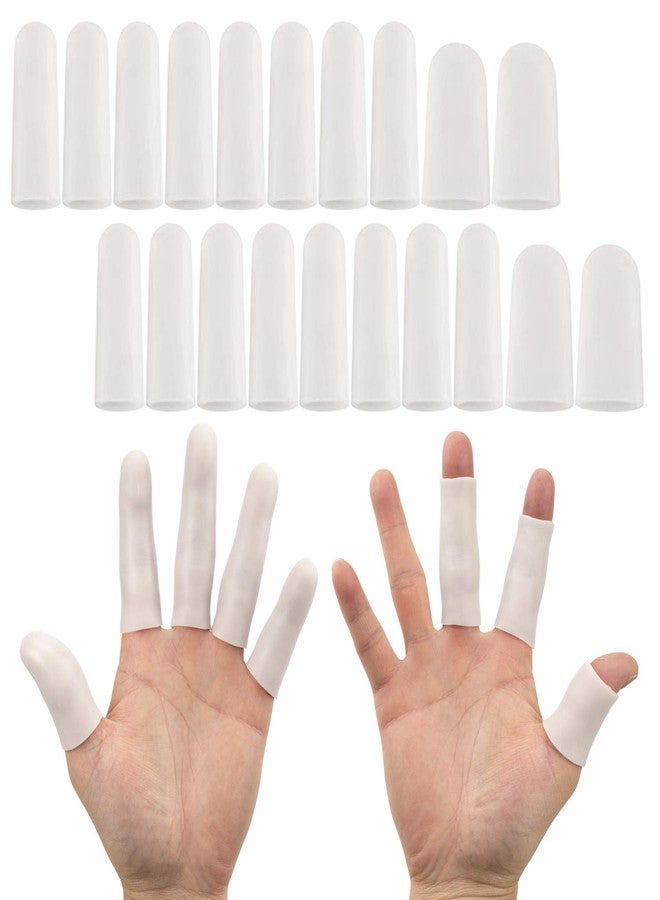 ANCIRS Gel Finger Support Protector Gloves, Gel Finger Cots/Covers - Different Sizes Silicone Fingertips for Hands Cracking, Eczema Skin (20pcs White) - Image 1